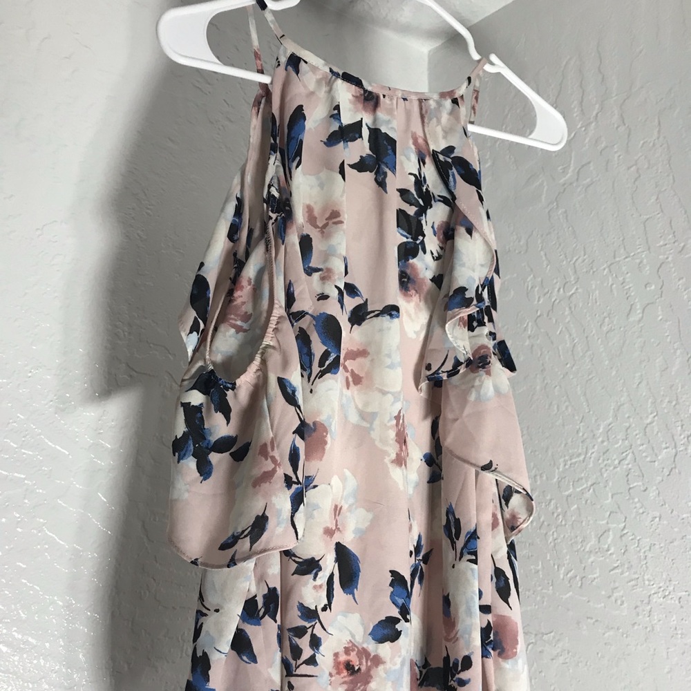Blush Floral Cold Shoulder Top